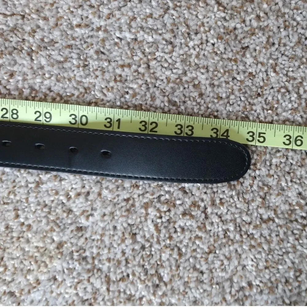 Oobe Mens Black Leather Belt Size S Small 29 30 Dress Casual Silver Buckle
